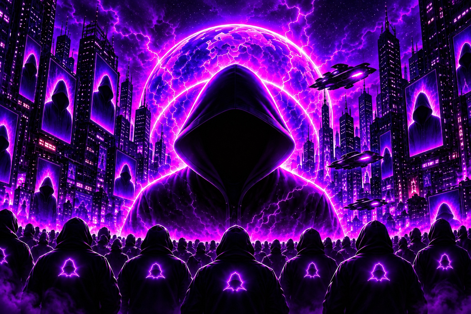 NOBODY community movement in futuristic city
